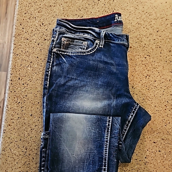 "ANTIQUE RIVET" Low- rise Bootcut BEAUTIFUL DENIM DESIGNER STRETCH !! JEAN 16W - Picture 9 of 10